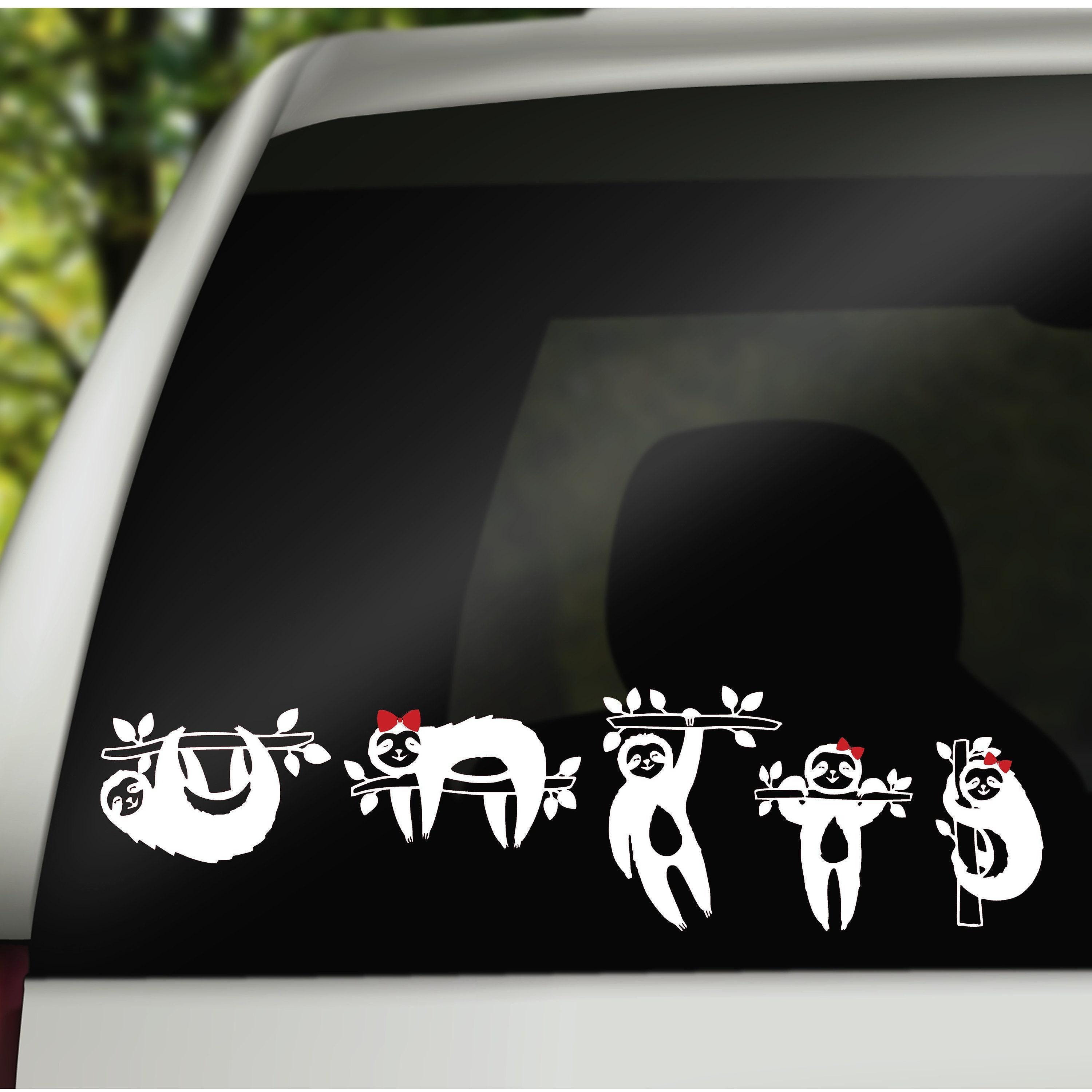 Window Sticker Sloth Sloth Family Car Stickers - Customizable Vinyl Window Decals - Etsy