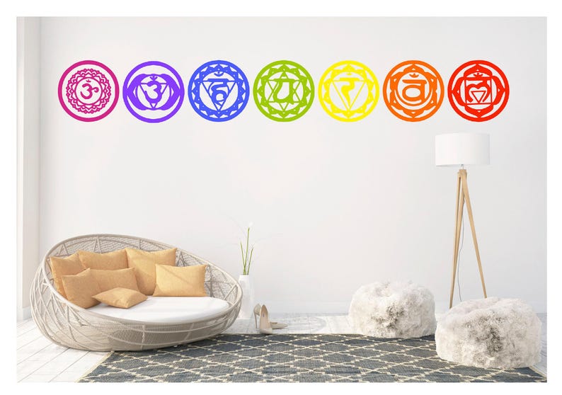 Chakra Symbol Fabric Decals: Removable Yoga Wall Art Stickers image 1