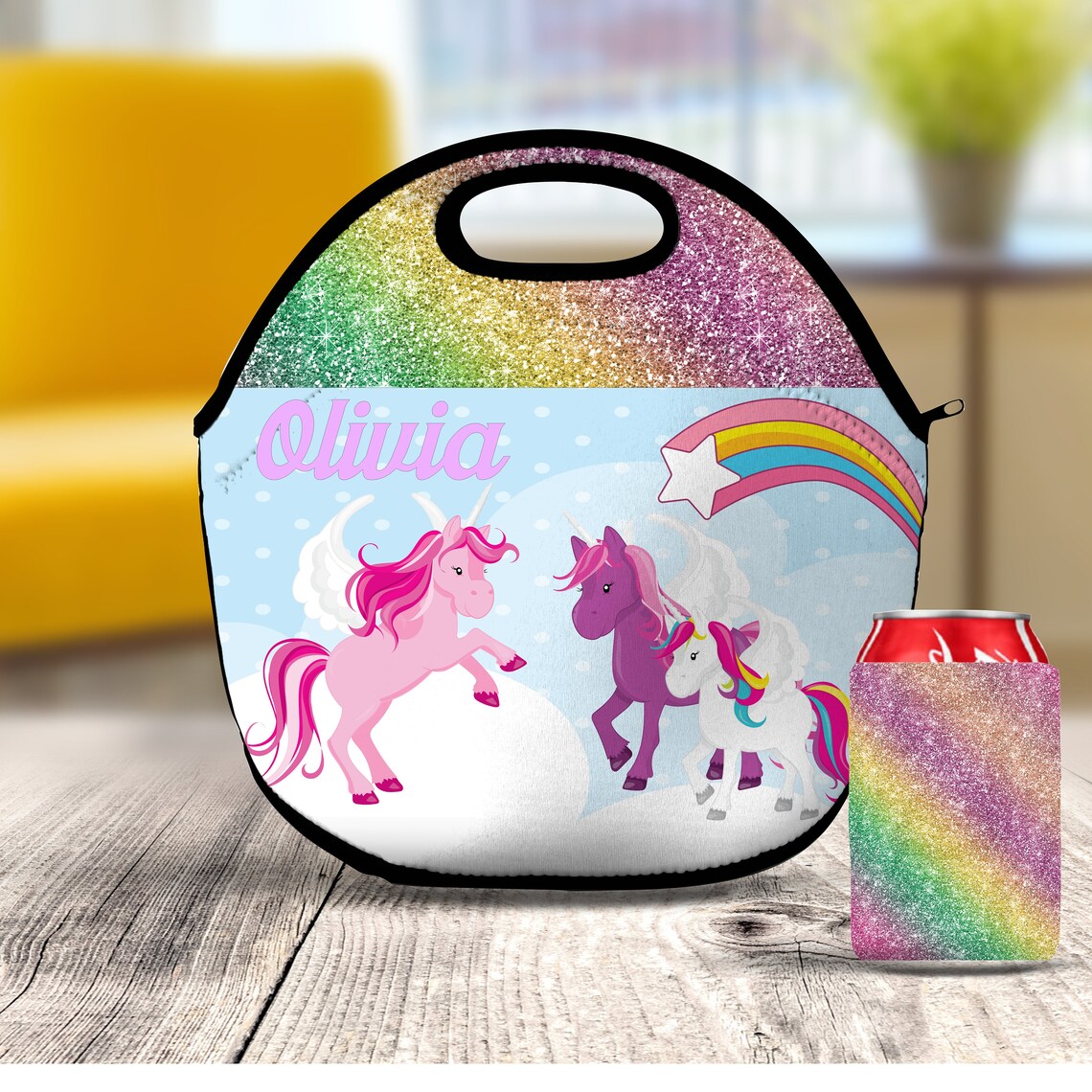 Unicorn Lunch Bag Girls Lunch Box Personalized Tote Rainbow | Etsy