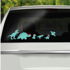 Dinosaur Family Car Window Vinyl Decals, Car Family Stickers, Dinosaur lovers birthday gift, Car Family Window Cling, Car Window Sticker image 3