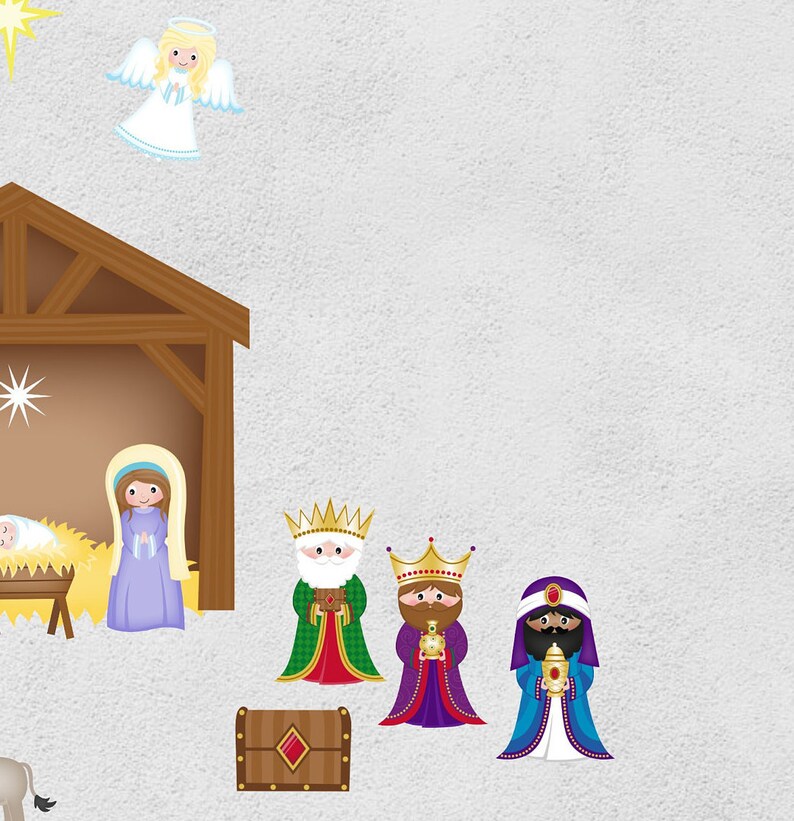 Christmas Wall Decal Holiday Wall Decor Manger Scene Decals Etsy