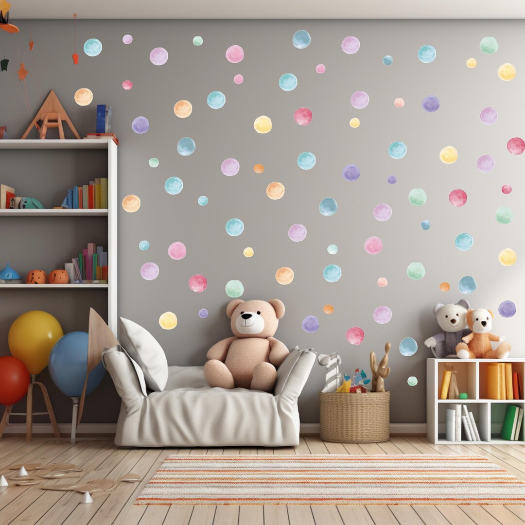 Watercolor Polka Dot Wall Decals - Pastel Colors, 432 Dots - Etsy