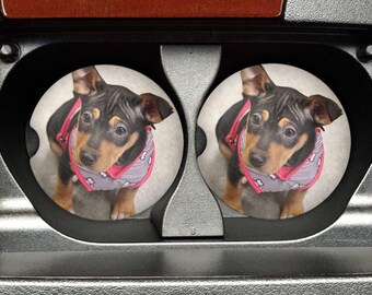 Personalized Photo Car Coaster: Sandstone Cup Holder Accessory (Set of 2)