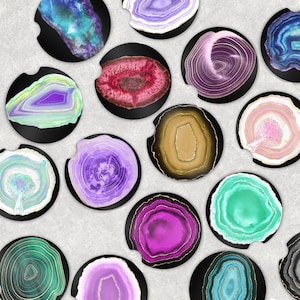 Geode Car Coasters: Sandstone Cup Holder Accessories (Set of 2)