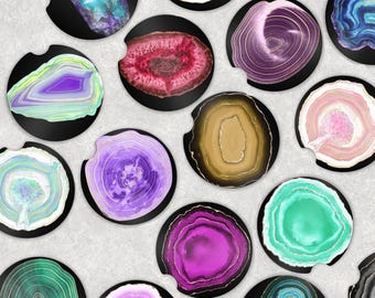 Geode Car Coasters: Sandstone Cup Holder Accessories (Set of 2)
