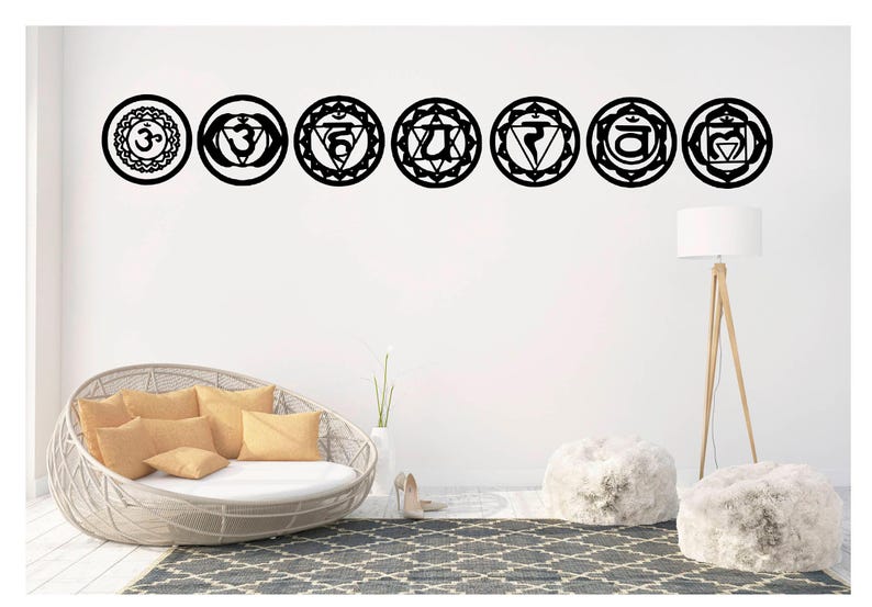 Chakra Symbol Fabric Decals: Removable Yoga Wall Art Stickers image 2