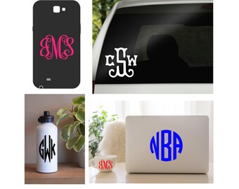 Vine Monogram Decal Sticker, Custom Letter Vinyl (Laptop, Phone, Car)