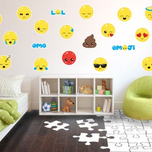 Emoji Fabric Wall Decals: Playroom Decor, Kids Room Stickers