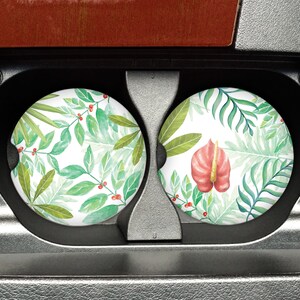 Tropical Car Coaster Set: Sandstone Drink Coasters, Tropical Print
