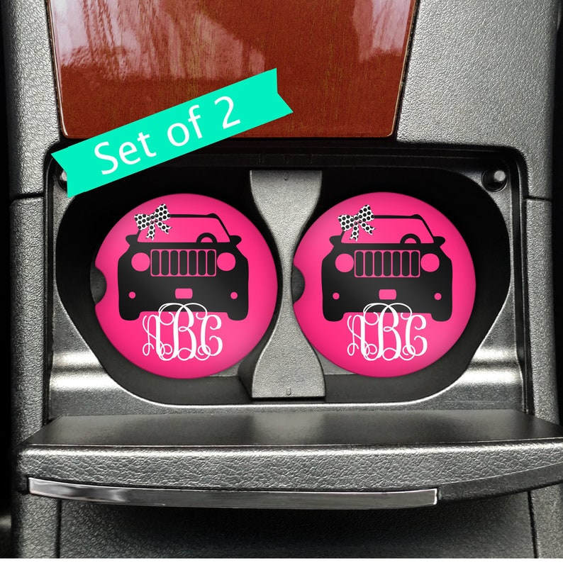 ABSORBENT Car Cup Holder Coaster pink JEEP LOGO CAR COASTER Home