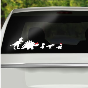 Dinosaur Family Car Window Vinyl Decals, Car Family Stickers, Dinosaur lovers birthday gift, Car Family Window Cling, Car Window Sticker image 2