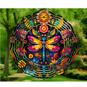 Dragonfly windspinner: kleurrijk metalen tuindecor