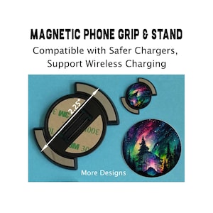 Northern Lights Magnetic Phone Grip Stand: Wireless Charging Compatible
