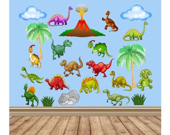 Dinosaur Fabric Wall Decals: Kids Room Decor Stickers