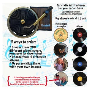 Custom Mini Record Player Car Air Freshener: Turntable Vent Clip, Essential Oil Diffuser image 2