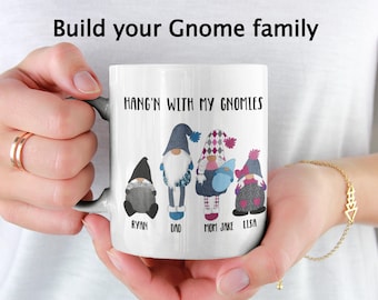 Personalized Family Gnome Ceramic Coffee Mug, Mothers Day Gift