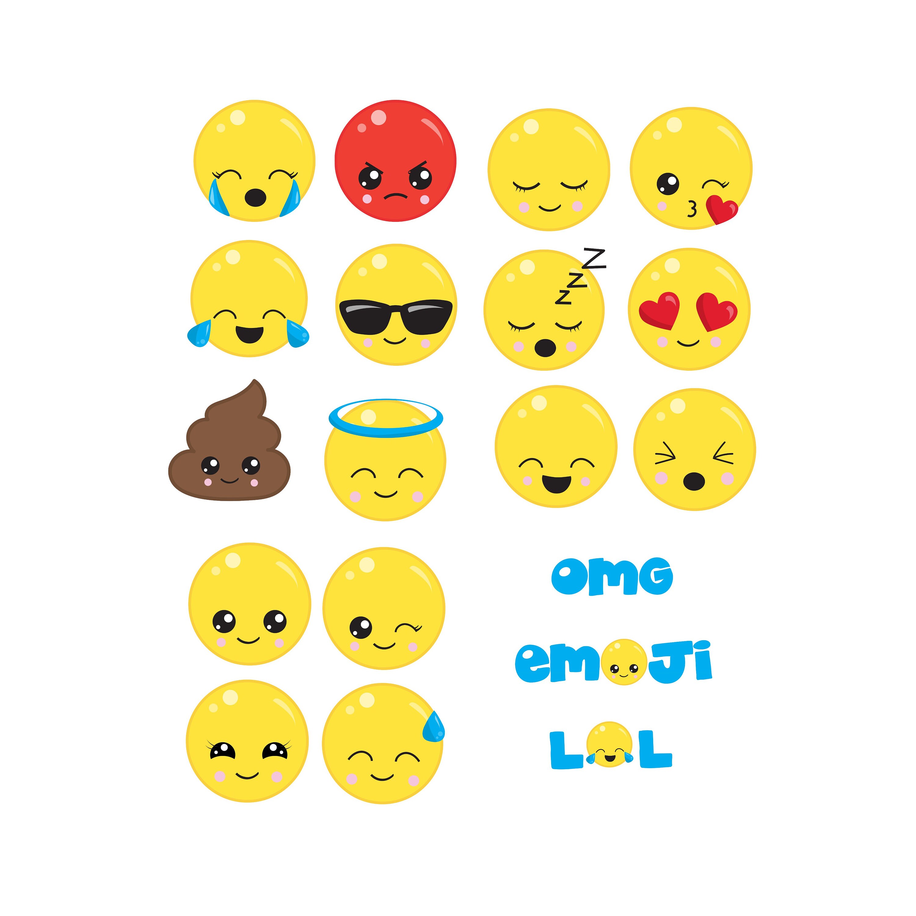 Emoji Wall Decals Fabric Kids 50