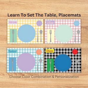 Personalized Kids Placemat: Learn to Set the Table - Non-Skid