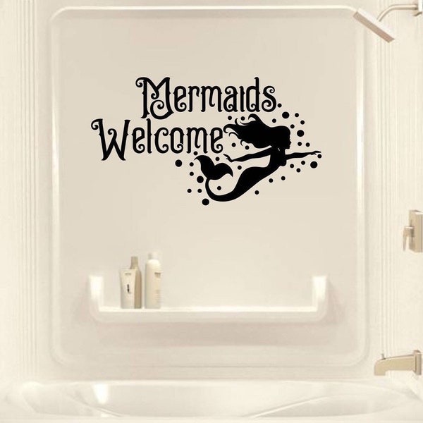 Mermaid decal, bathtub decal, bathroom decal, shower decal, mermaid vinyl decal, mermaid quote decal, vinyl quote decal, vinyl decal