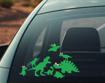 Dinosaur Family Car Decals: Personalized Vinyl Window Stickers