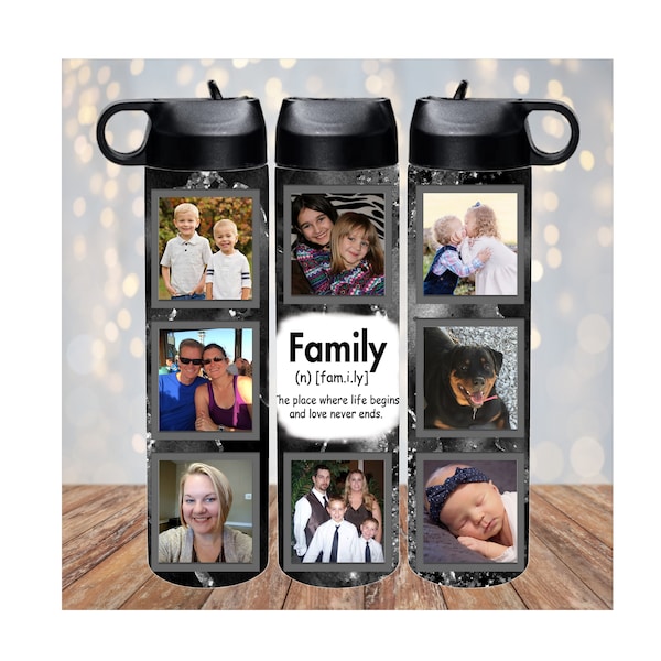 Personalized Bottle, 24oz Water Bottle, Travel Bottle, Skinny Tumbler, Custom Travel Mug, Insulated Bottles, Family Photo Tumbler