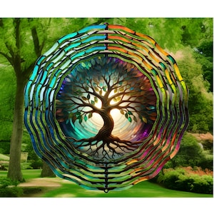 Tree Of Life Wind Spinner: Rustproof Metal Yard Art