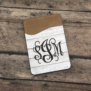 Monogram Phone Card Holder: Personalized Faux Leather Wallet