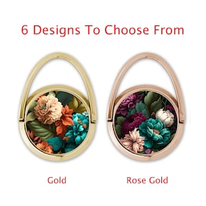 Floral Phone Ring Stand - Secure Grip with Rotating Kickstand