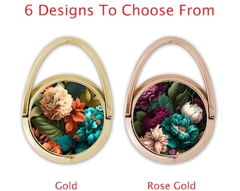 Floral Phone Ring Stand - Secure Grip with Rotating Kickstand