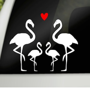 Calcomanías para autos de la familia Flamingo: vinilo impermeable para ventanas
