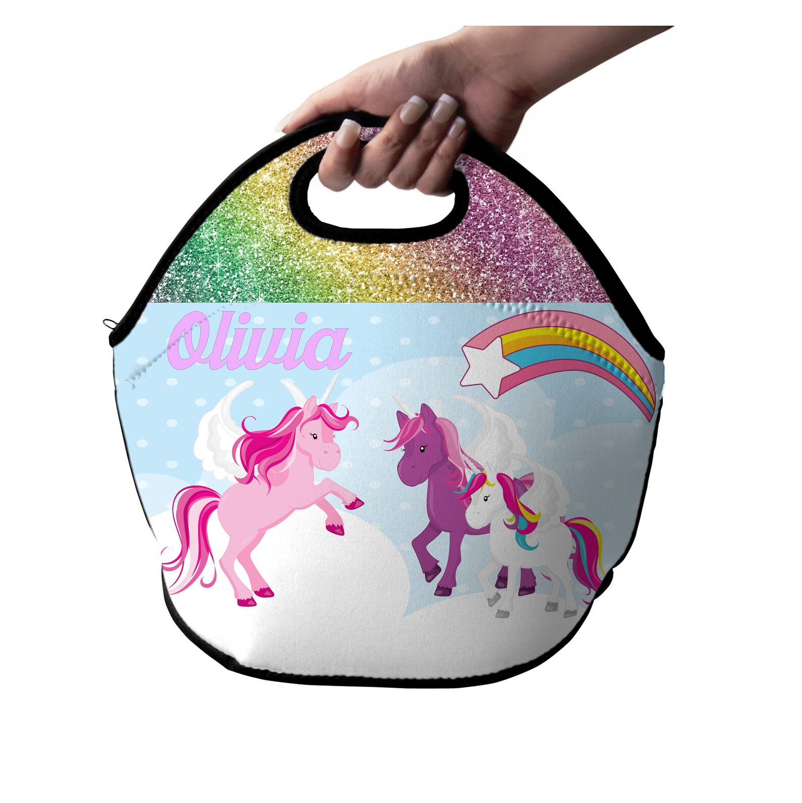 Unicorn Lunch Bag Girls Lunch Box Personalized Tote Rainbow | Etsy