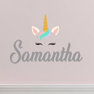 Unicorn Nursery Wall Decal, Baby Name Decal, Nursery Wall Art, Vinyl Name Decal, Fabric Wall Decal, Girls Name Decal, Nursery Wall Decor