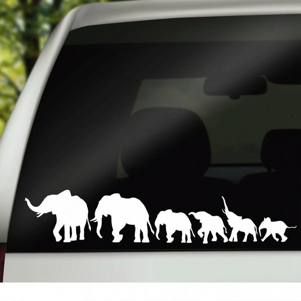 Elephant Family Car Decals: Customizable Vinyl Window Stickers