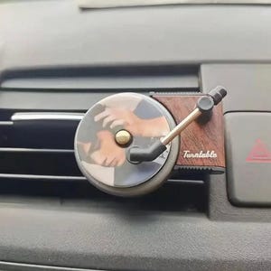 Custom Mini Record Player Car Air Freshener: Turntable Vent Clip, Essential Oil Diffuser