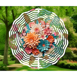 Bloemen vlinder 3D windspinner: metalen tuinkunst