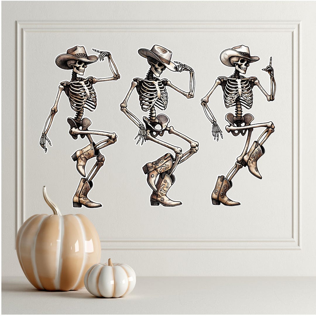 Skeleton Ride Decal Skeleton Wall Decals, Western Decor Stickers, Dancing Skeletons - Etsy