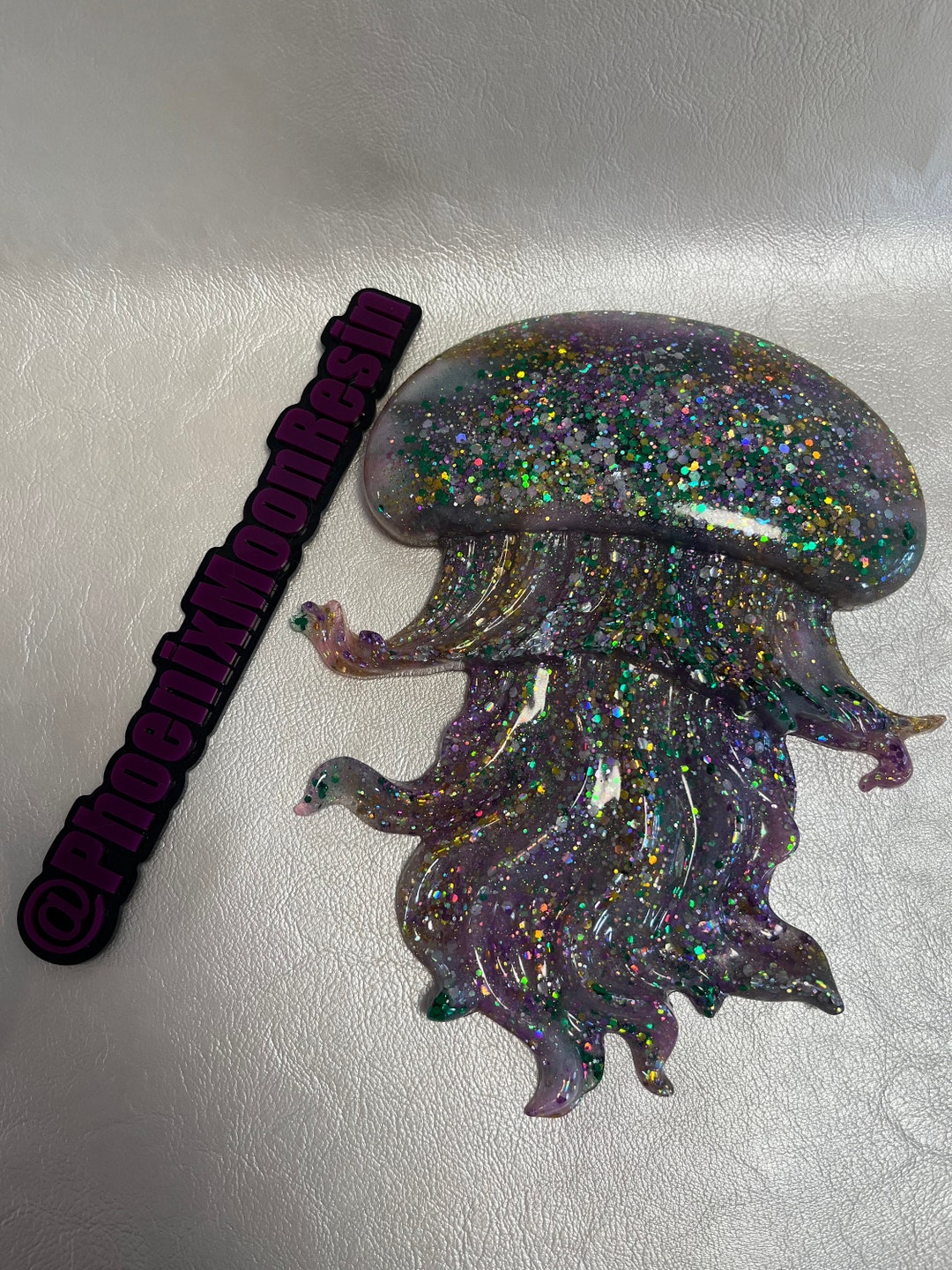 Multicolor Glitter Jellyfish Resin Wall Hanging Etsy