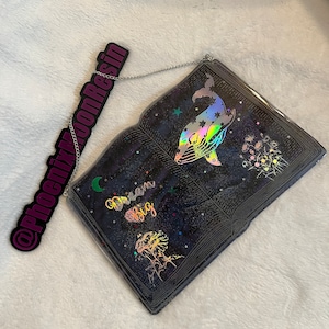 Galaxy Open Book Resin wall hanging with whale decal and &quot;Dream Big&quot; quote
