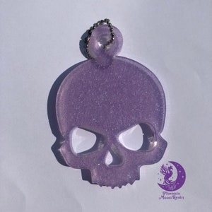 Lavender Resin Skull Keychain