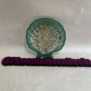Green and Gold Glittery Shell Resin Trinket Dish