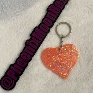 Pink Glittery Heart Resin Keychain