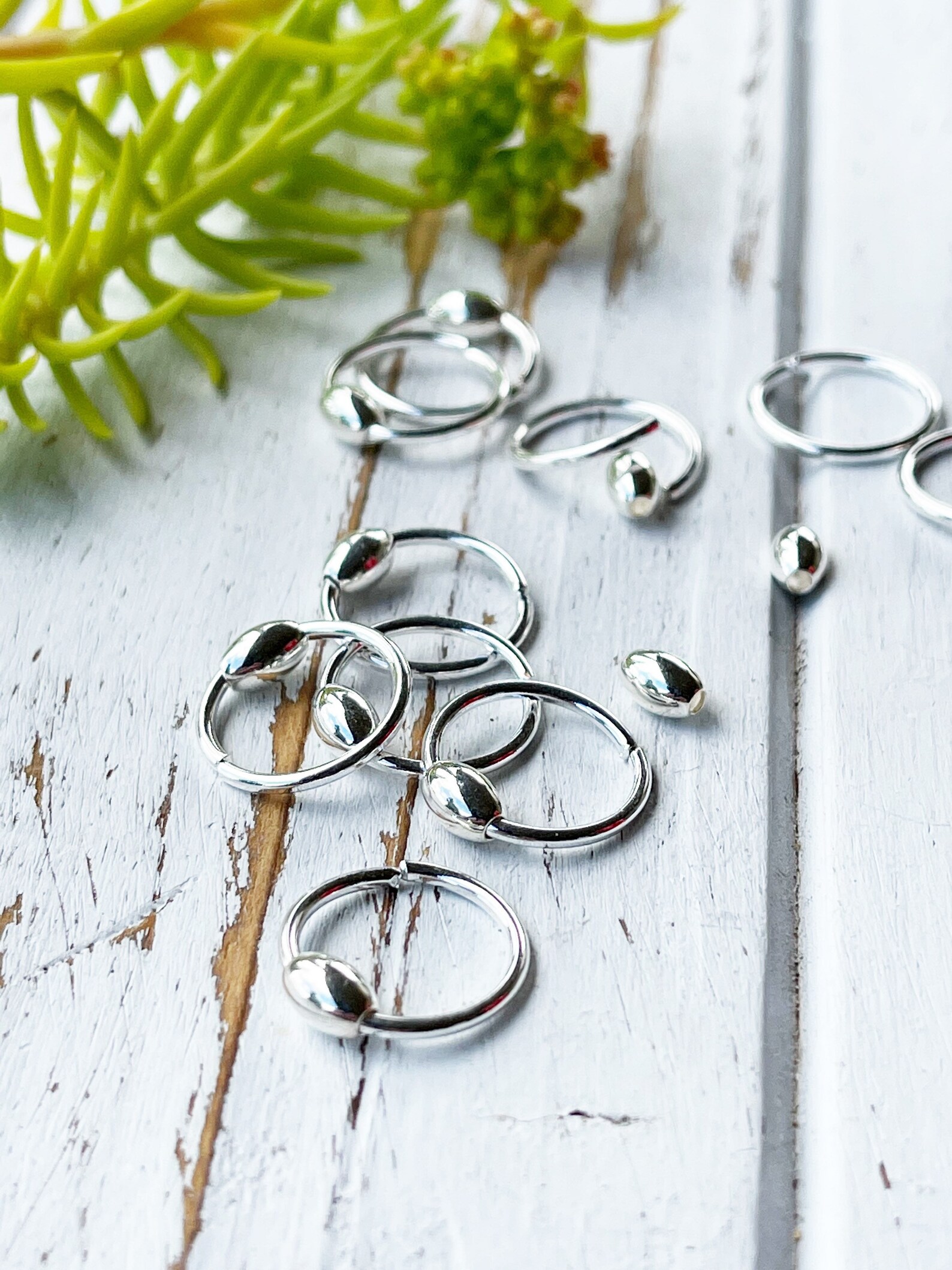 Beaded Silver Hair Rings Set of 10 Loops for Long Hair Styles Etsy