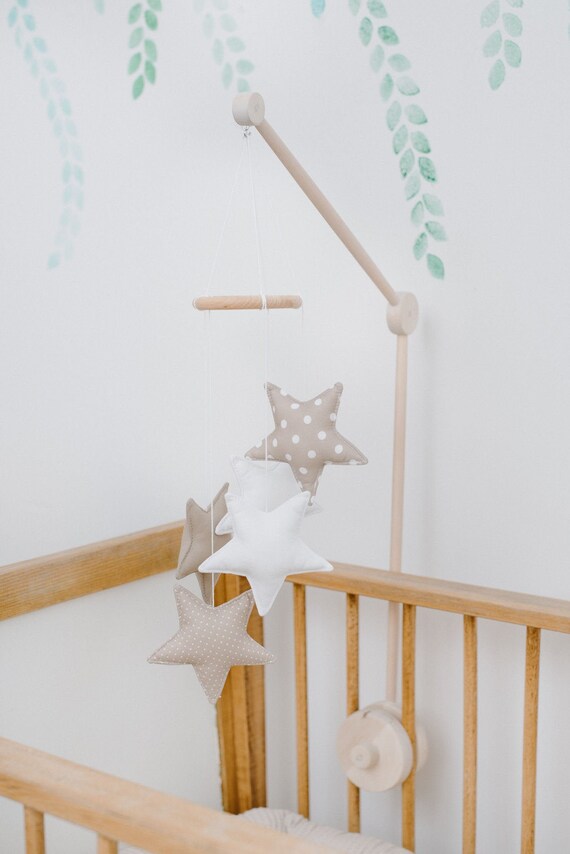 Beige Neutre Etoile Etoile Mobile Mobile Suspendu Pour Bebe Etsy France