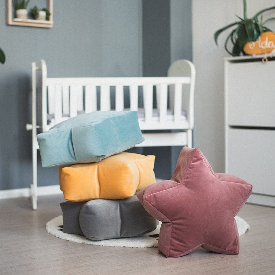 Pink Velvet Star Bean Bag Chair Toddler Nursery Floor Etsy