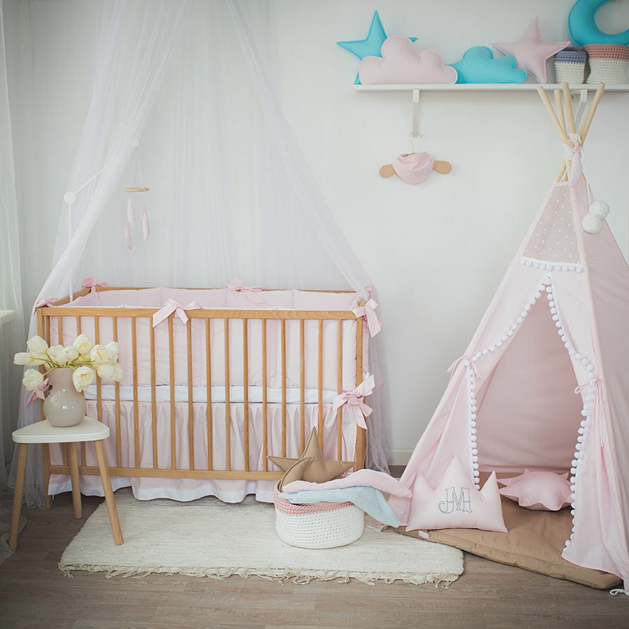 Pink Girl Nursery Crib Bumpers Cot Bedding Crib Guard Pink Etsy