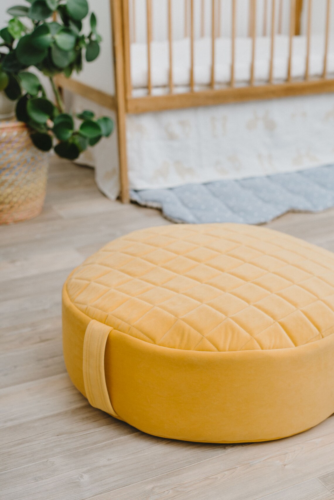 Mustard velvet round bean bag chair toddler nursery floor Etsy