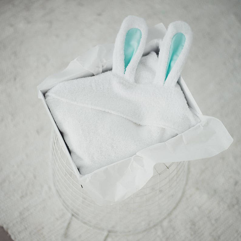 Hooded Baby Bunny Towel White Newborn Towel With Ears Baby Etsy Canada