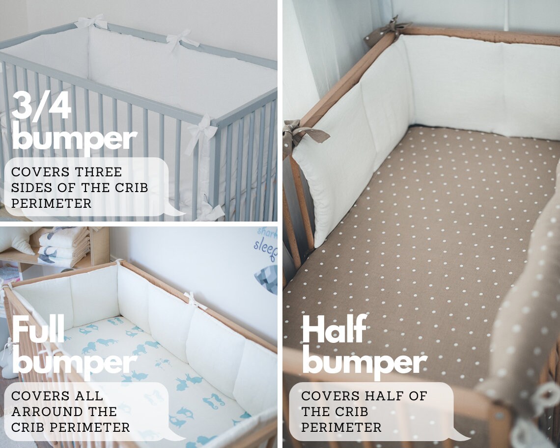 White Crib Bumper Pad for Crib in Neutral Nursery Literie Etsy