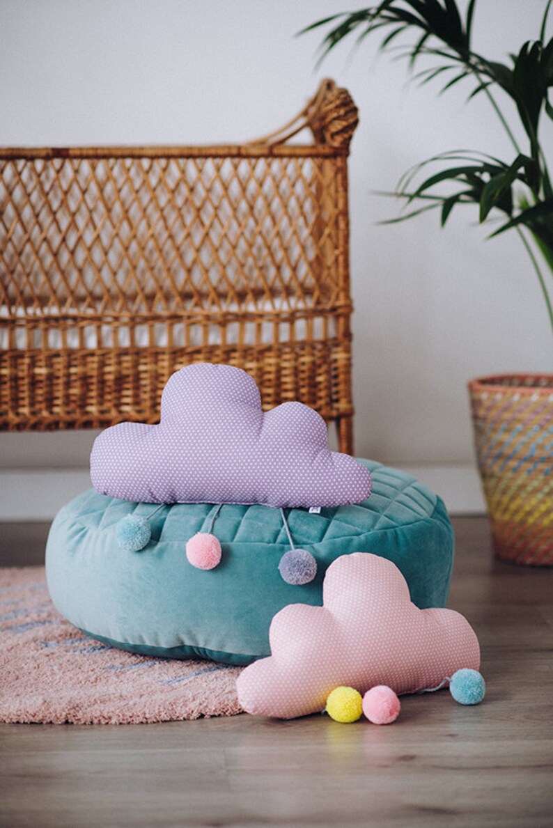 Pastel velvet round bean bag chair toddler nursery floor Etsy