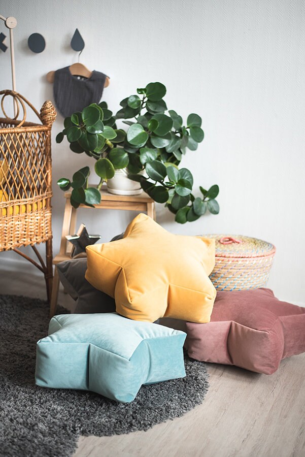 Pink Velvet Star Bean Bag Chair Toddler Nursery Floor Etsy